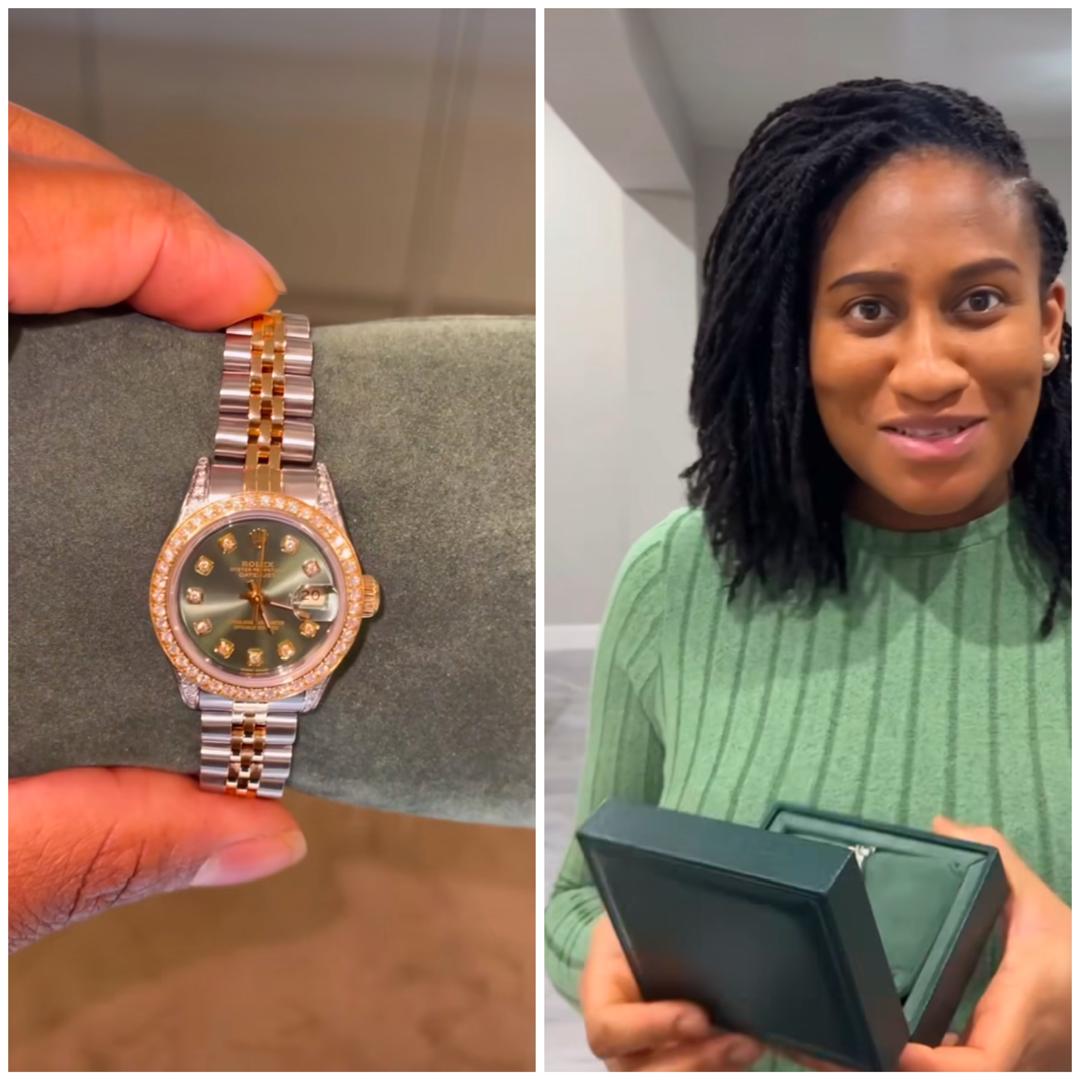 Actor, Williams Uchemba, gifts his wife a Rolex watch as a push present weeks after she welcomed their second child, Ethan (photos)